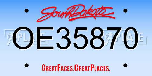 OE35870 South Dakota License Plate