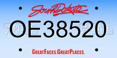 OE38520 South Dakota License Plate