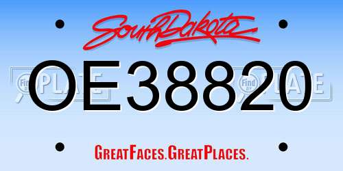 OE38820 South Dakota License Plate