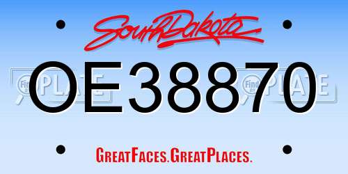 OE38870 South Dakota License Plate