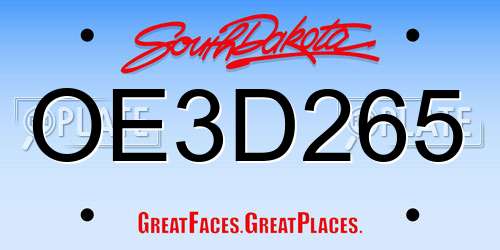 OE3D265 South Dakota License Plate