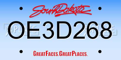OE3D268 South Dakota License Plate