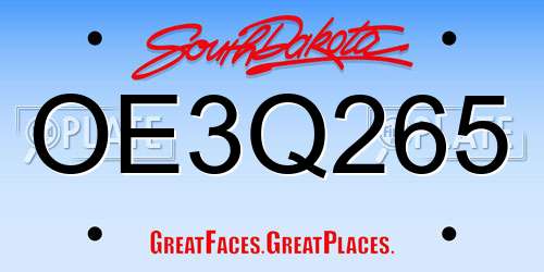 OE3Q265 South Dakota License Plate