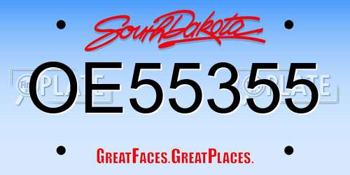 OE55355 South Dakota License Plate