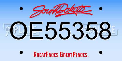 OE55358 South Dakota License Plate