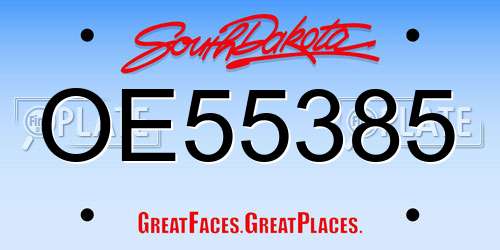 OE55385 South Dakota License Plate