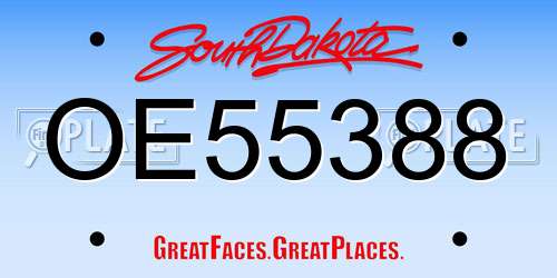 OE55388 South Dakota License Plate