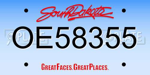 OE58355 South Dakota License Plate