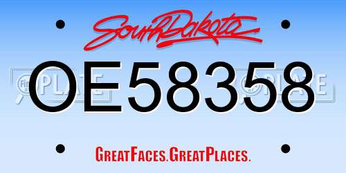 OE58358 South Dakota License Plate