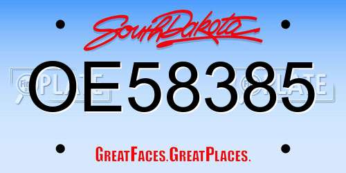 OE58385 South Dakota License Plate