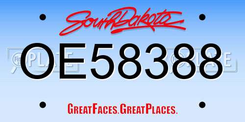 OE58388 South Dakota License Plate