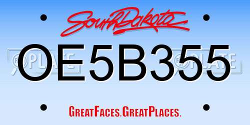 OE5B355 South Dakota License Plate