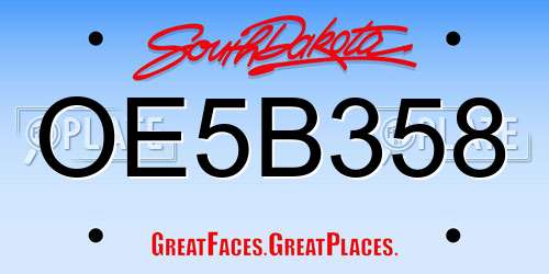 OE5B358 South Dakota License Plate
