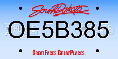 OE5B385 South Dakota License Plate