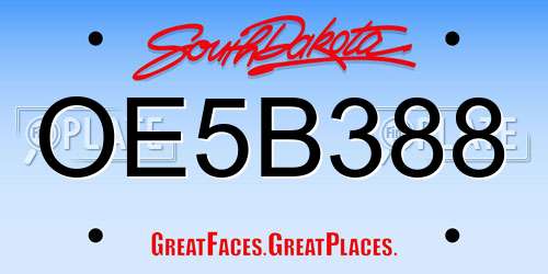 OE5B388 South Dakota License Plate