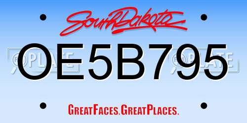 OE5B795 South Dakota License Plate