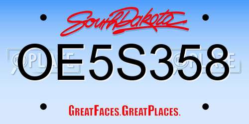 OE5S358 South Dakota License Plate