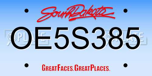 OE5S385 South Dakota License Plate