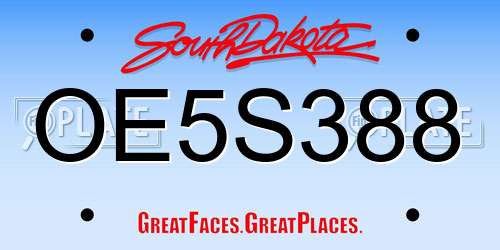 OE5S388 South Dakota License Plate