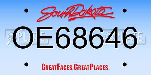 OE68646 South Dakota License Plate