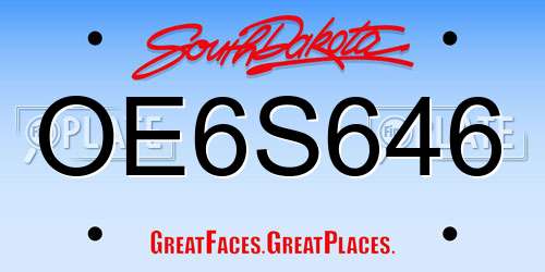 OE6S646 South Dakota License Plate
