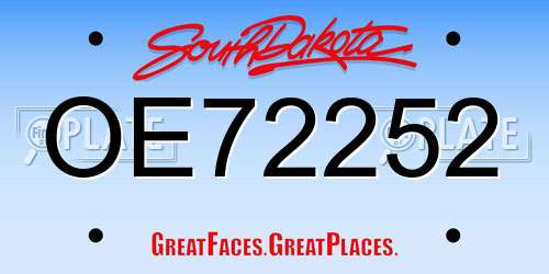OE72252 South Dakota License Plate