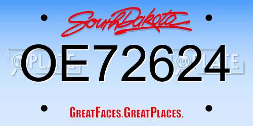 OE72624 South Dakota License Plate