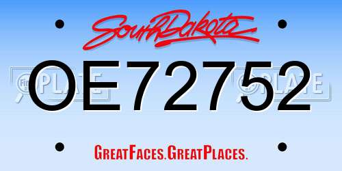 OE72752 South Dakota License Plate