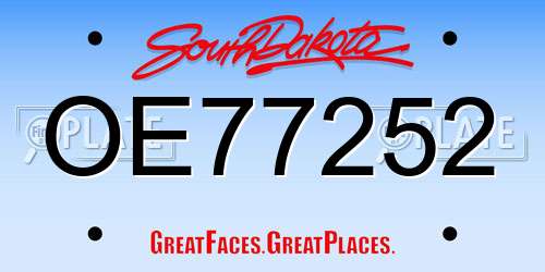 OE77252 South Dakota License Plate