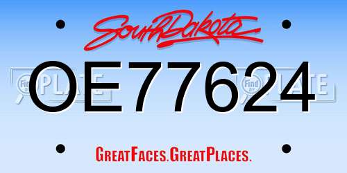 OE77624 South Dakota License Plate