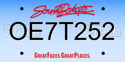 OE7T252 South Dakota License Plate