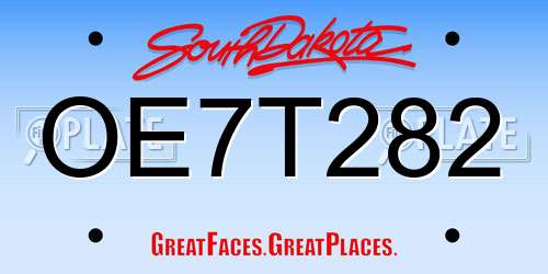 OE7T282 South Dakota License Plate