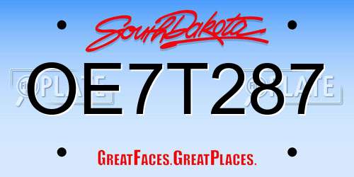 OE7T287 South Dakota License Plate