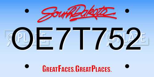 OE7T752 South Dakota License Plate