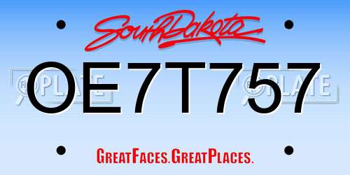 OE7T757 South Dakota License Plate