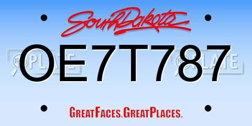 OE7T787 South Dakota License Plate