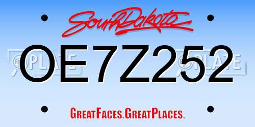 OE7Z252 South Dakota License Plate