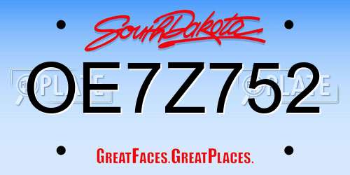 OE7Z752 South Dakota License Plate