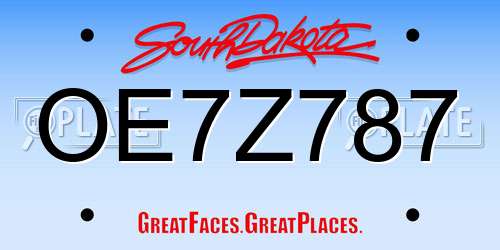 OE7Z787 South Dakota License Plate