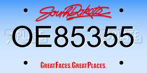 OE85355 South Dakota License Plate