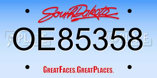 OE85358 South Dakota License Plate