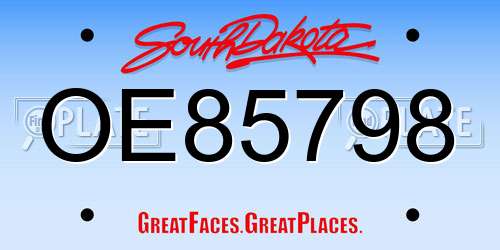 OE85798 South Dakota License Plate