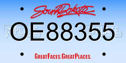 OE88355 South Dakota License Plate