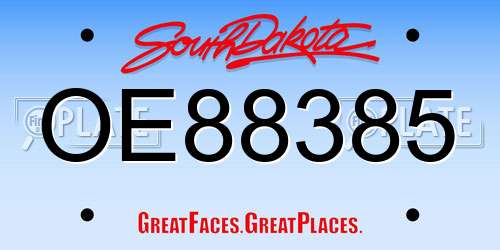 OE88385 South Dakota License Plate