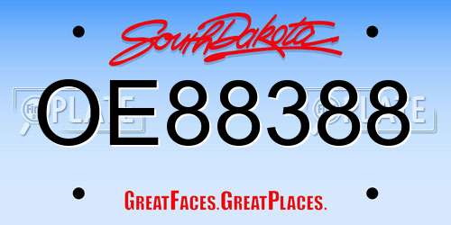 OE88388 South Dakota License Plate