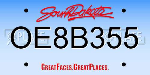 OE8B355 South Dakota License Plate
