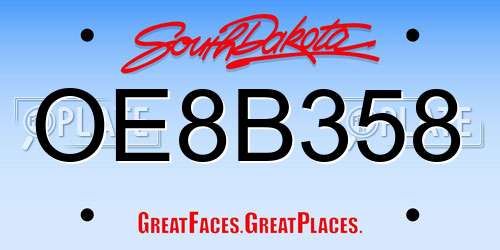OE8B358 South Dakota License Plate
