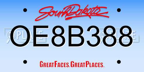 OE8B388 South Dakota License Plate