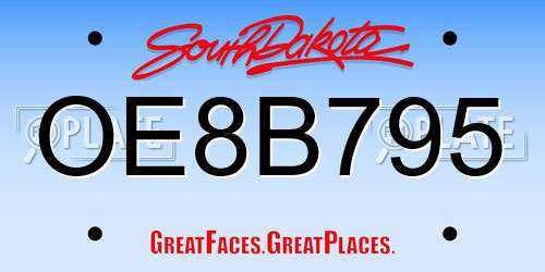 OE8B795 South Dakota License Plate