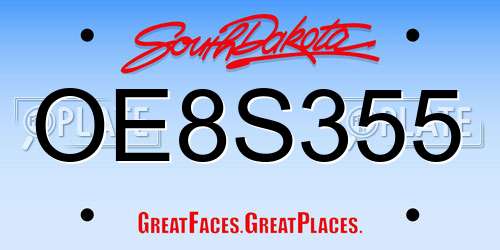 OE8S355 South Dakota License Plate